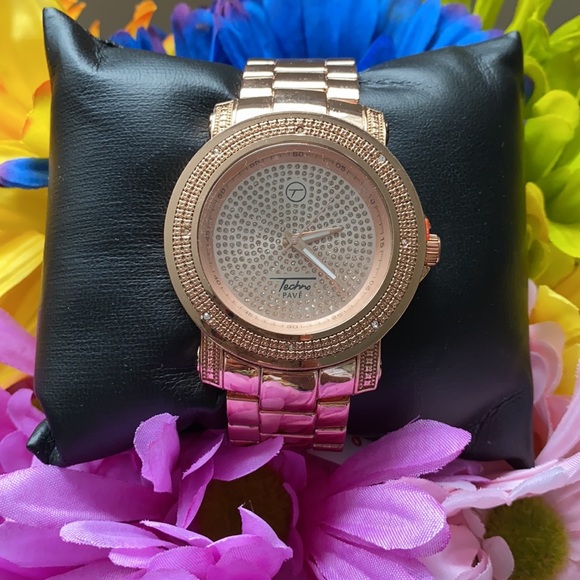 NEW* MEN ROSE GOLD BIG FACE BLING WATCH - Picture 3 of 8